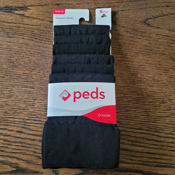 PEDS Black Trousers Socks 6 Pack Soft and Lightweight Shoe Size 5-10 NEW - Picture 2 of 9